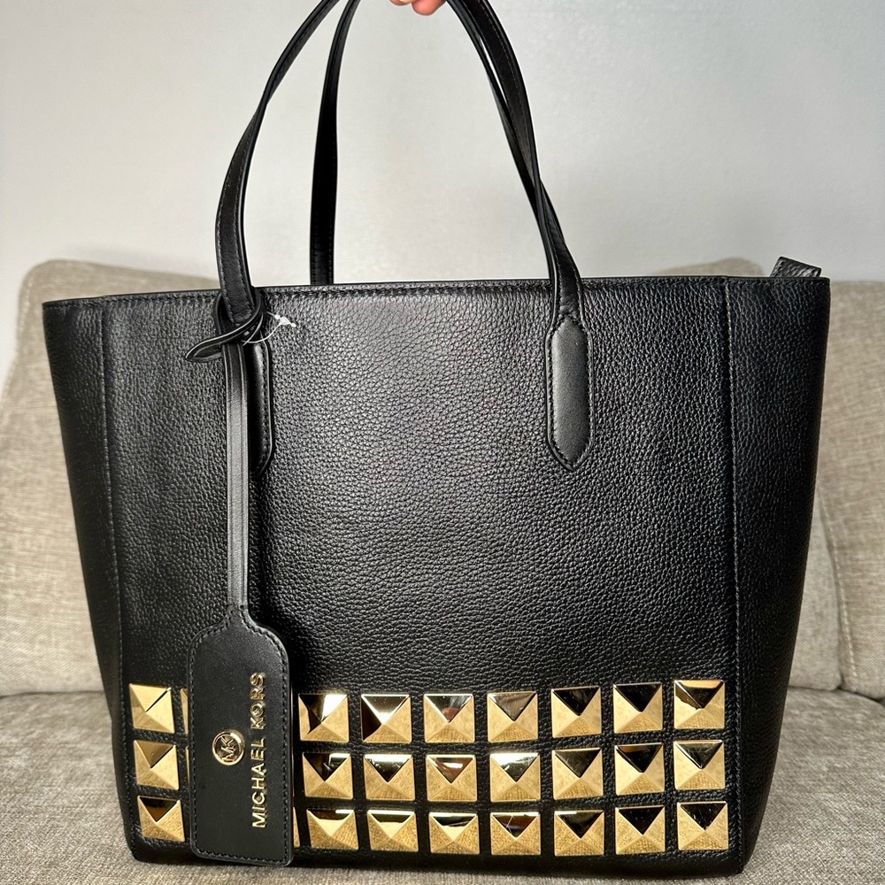 Michael Kors Black Studded Tote Bag